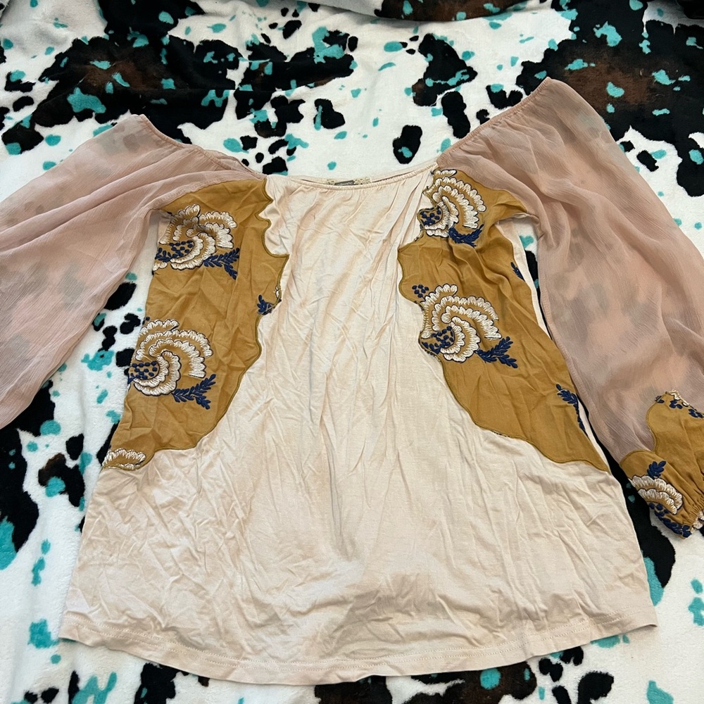Elegant Beige and Tan Women's Top